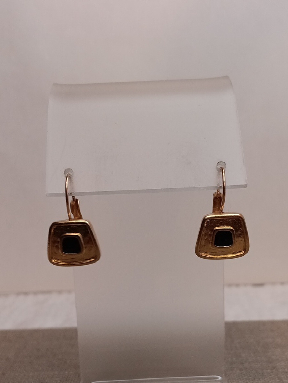 Liz Claiborne Gold-Tone Drop Pierced Earrings with Black Center